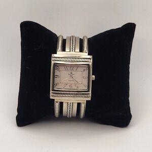 Premier Designs Silver Tone‎ Dial Rectangle Case Hinge Bracelet Band Watch